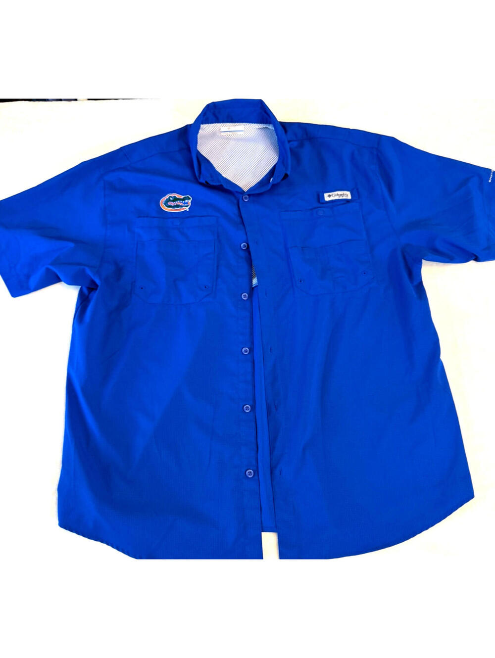 Columbia PFG Florida Gators Button Up Fishing Shirt Blue Mens XL
